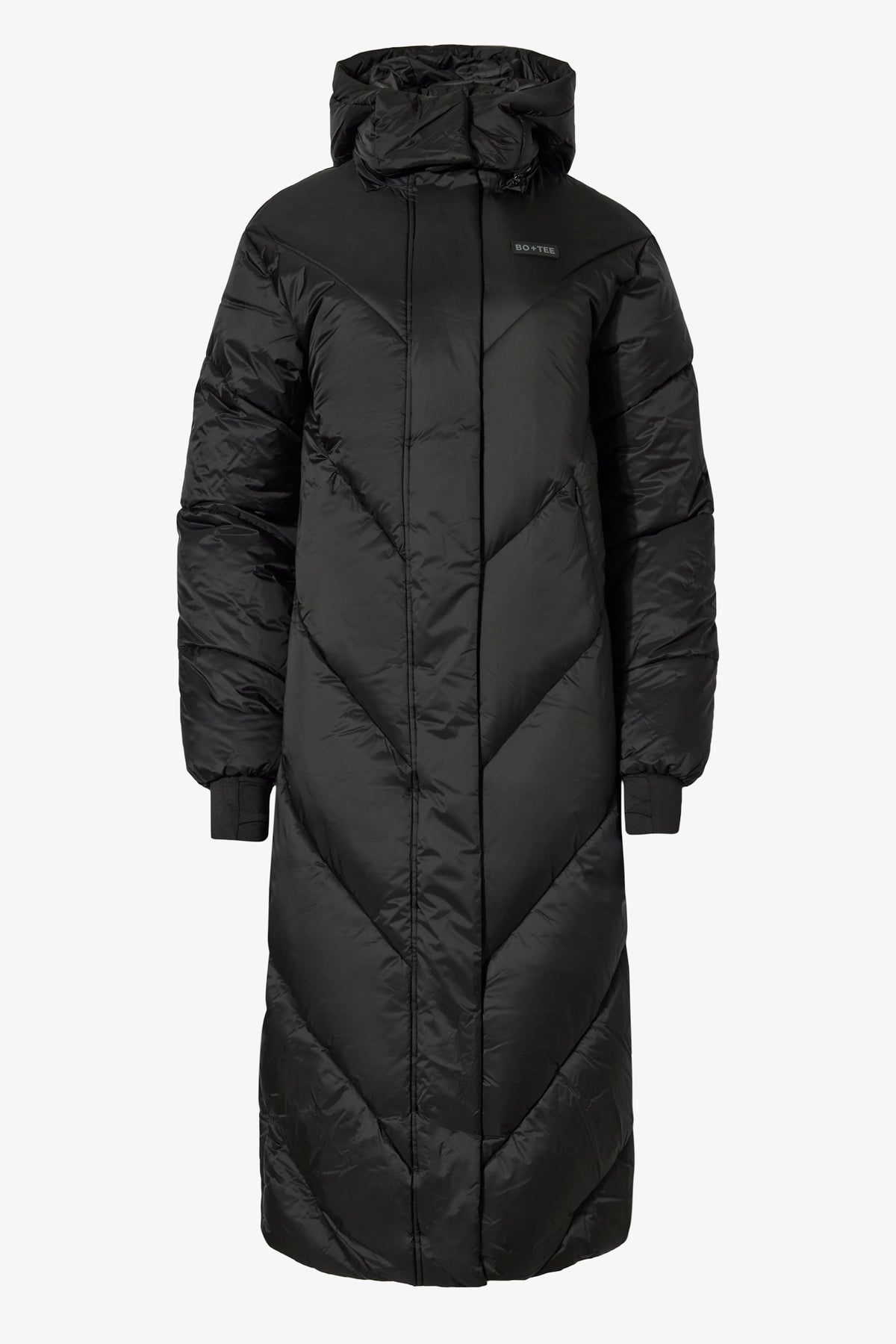 Waterproof Hooded Long Parka Coat in Black