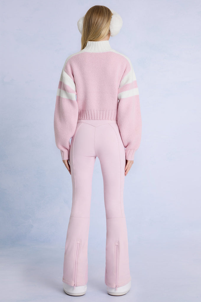 Waterproof Belted Ski Salopettes in Powder Pink