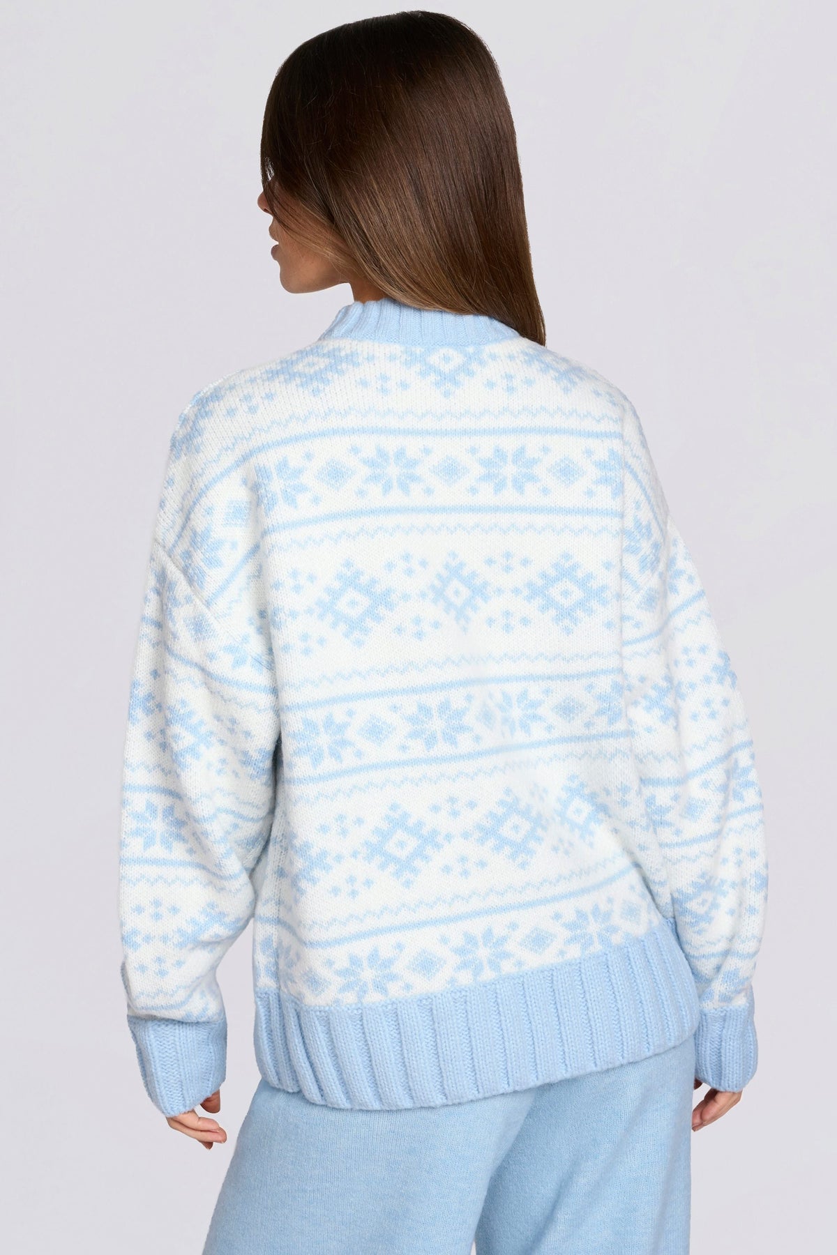 Jacquard-Knit Oversized Jumper in Powder Blue