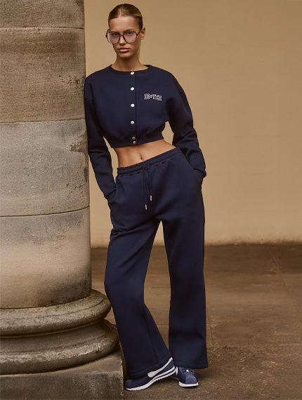 TKMK Lounge wear set 【BLACK】 Women's Tie Front Long Sleeve Sweatshirt Trouser Loungewear