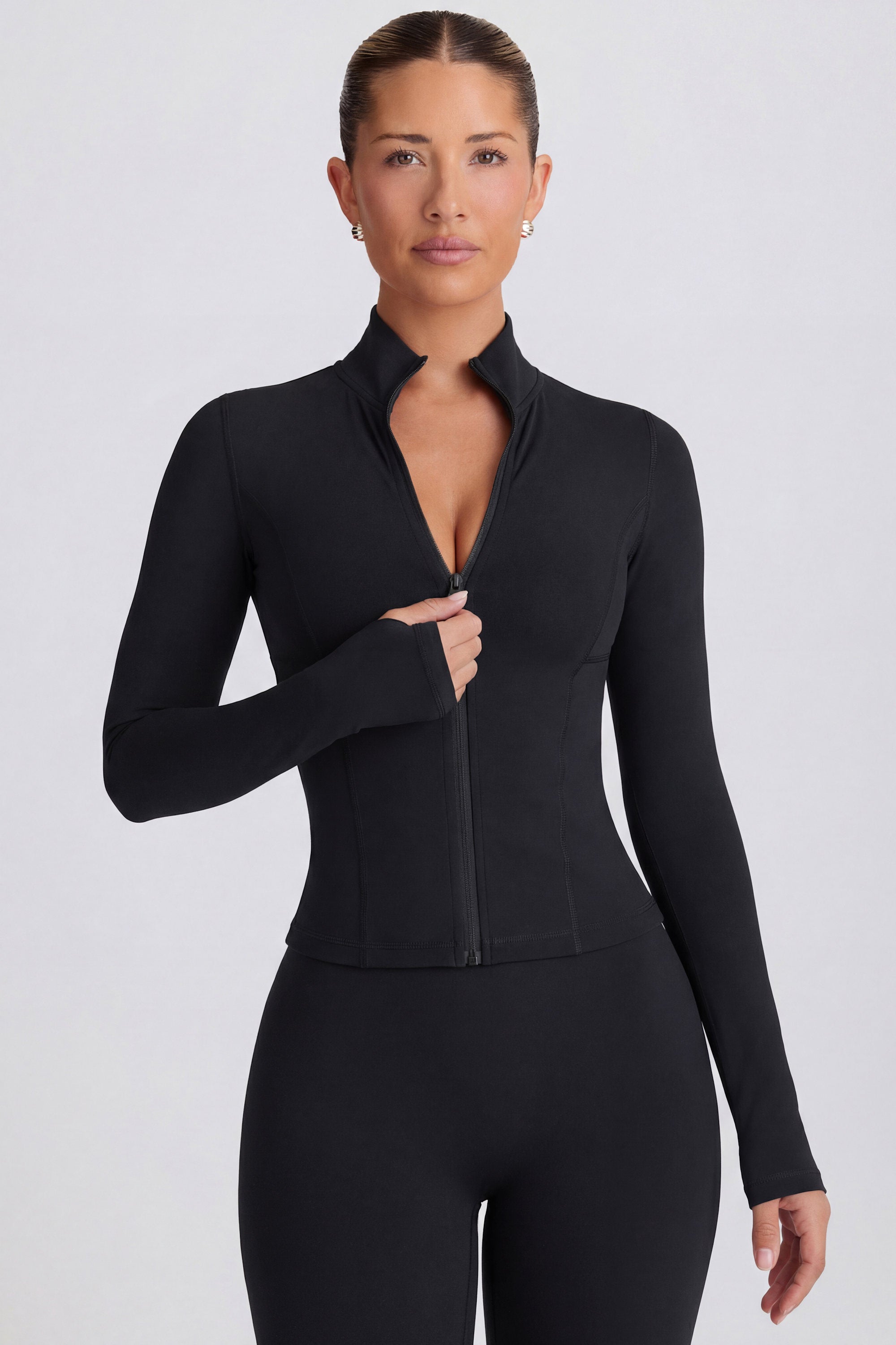 Soft Active Zip-Up Jacket in Black – Bo+Tee