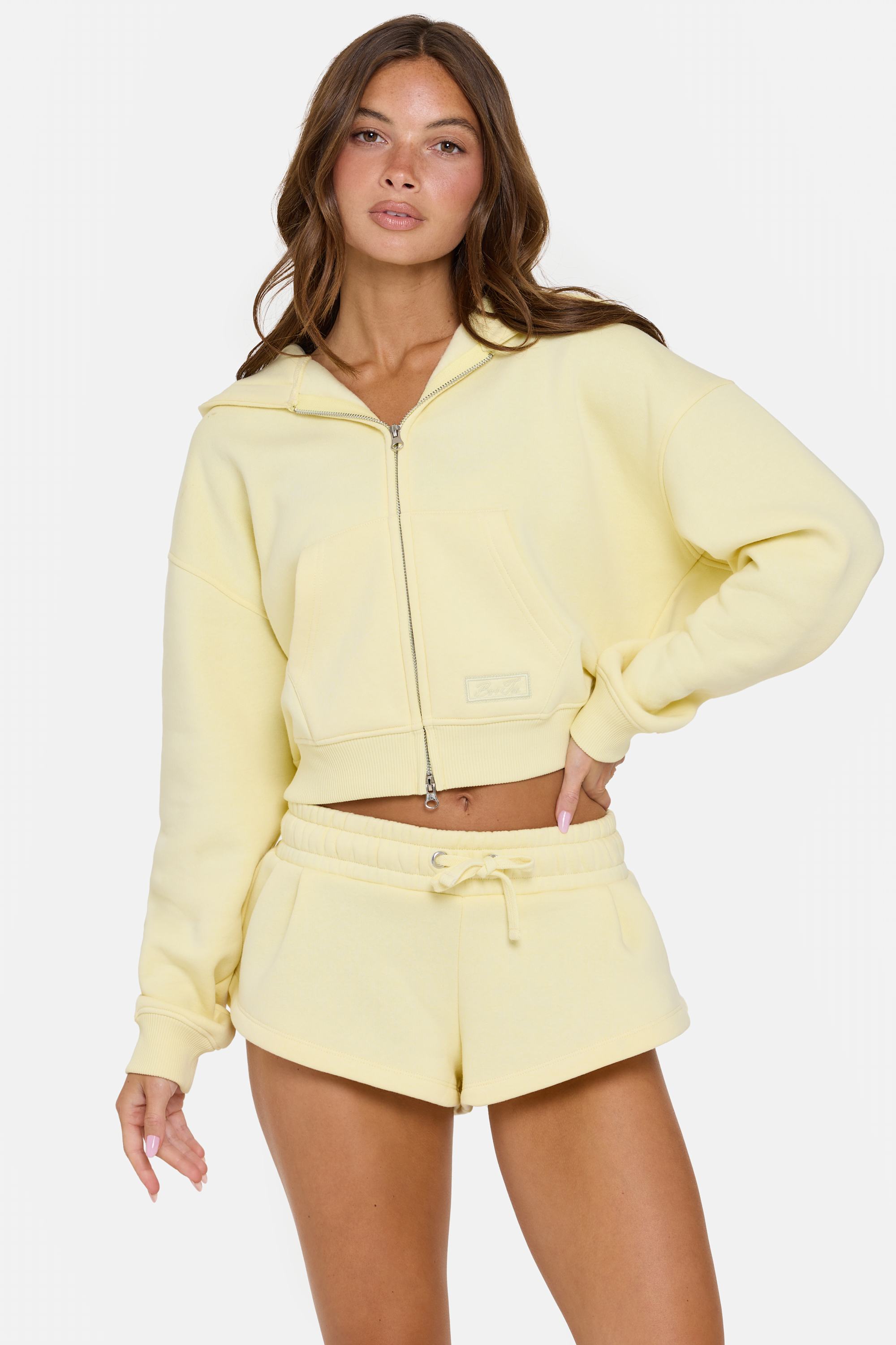 Oversized Zip-Up Hoodie in Buttercream