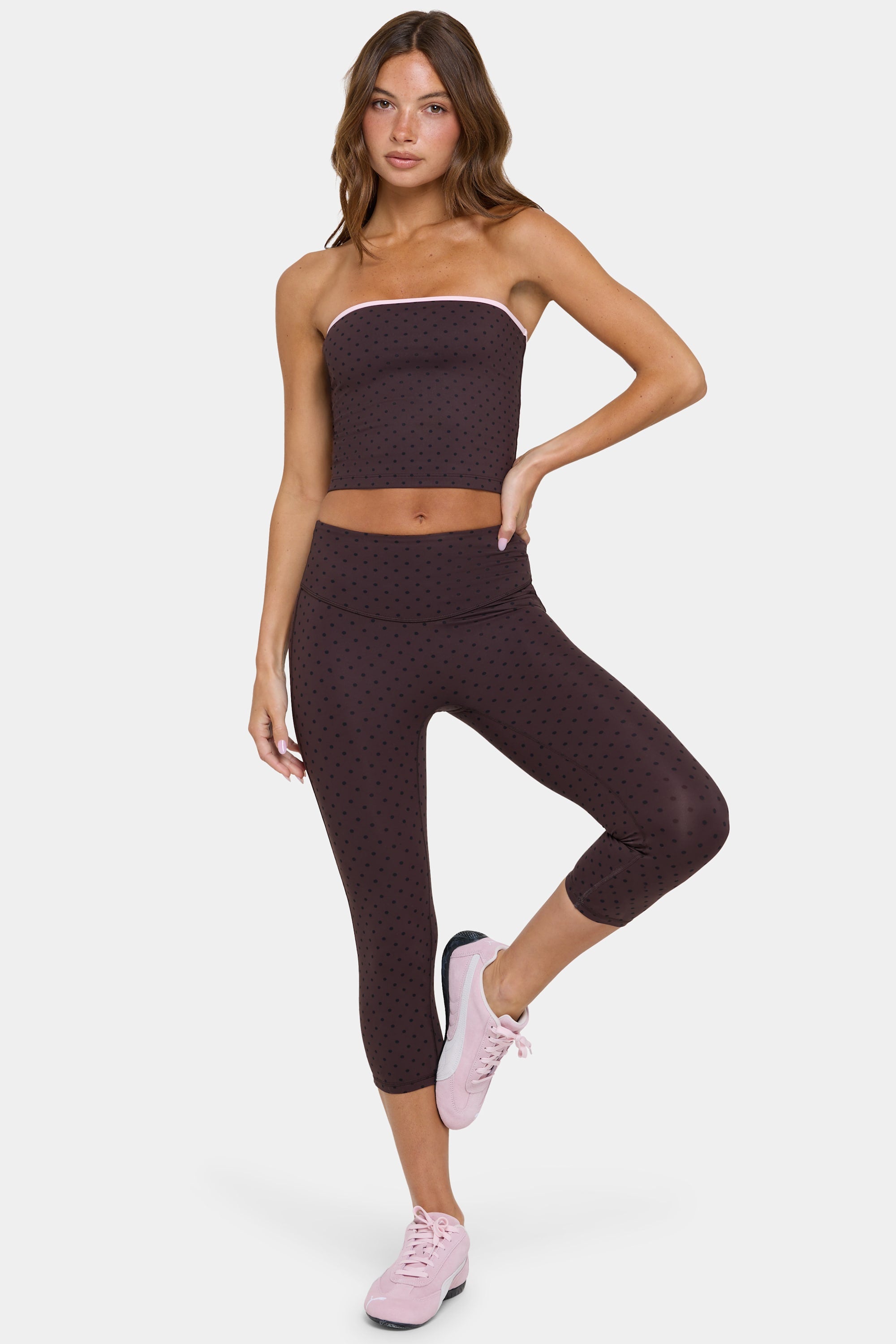 Soft Active Capri Leggings in Choc Chip