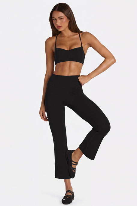 Soft Active Flared Capri Leggings in Black