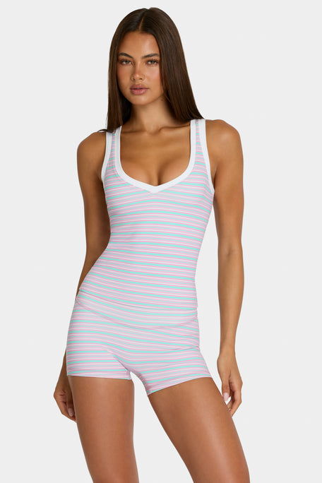 Soft Active Tank Top  in Multi Stripe