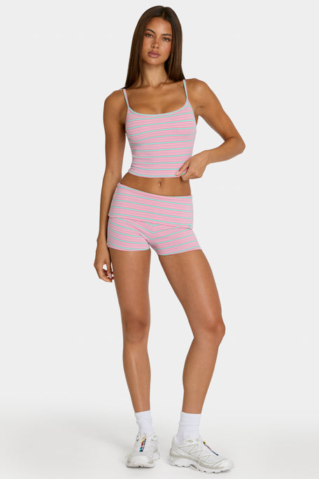 Brushed Jersey Mini Shorts in Multi Stripe