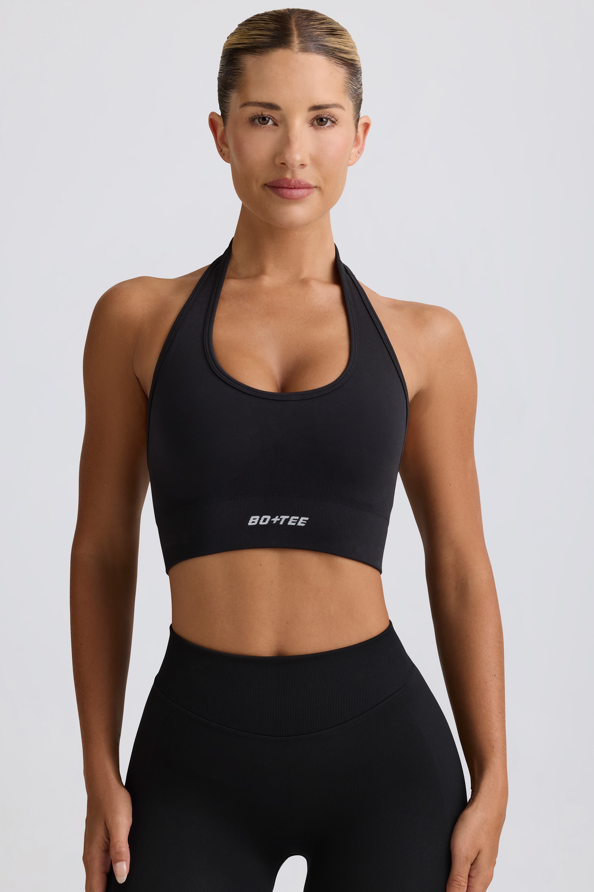 Define Luxe Halterneck Sports Bra in Black