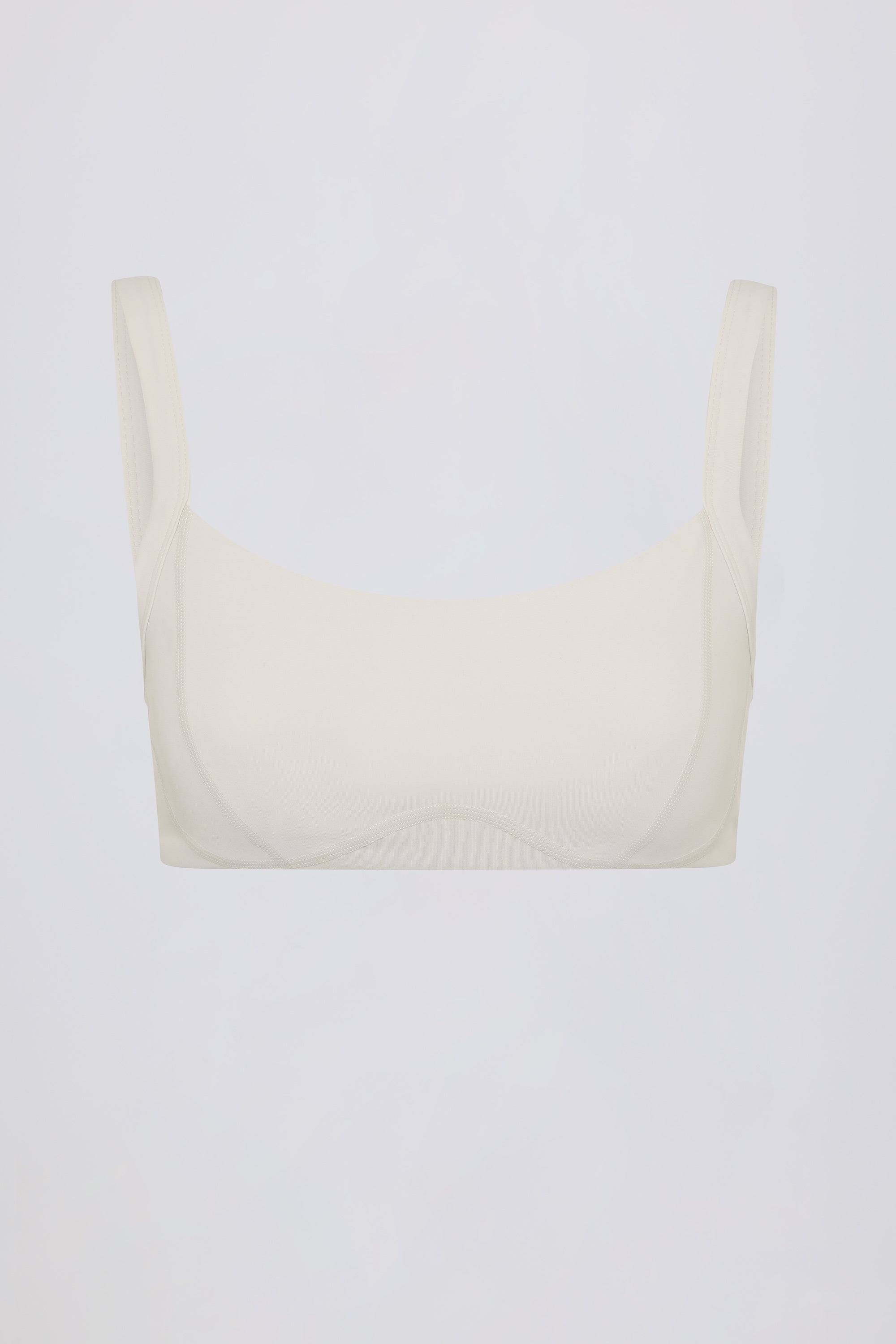 Soft Active Seam-Detail Sports Bra in Cream