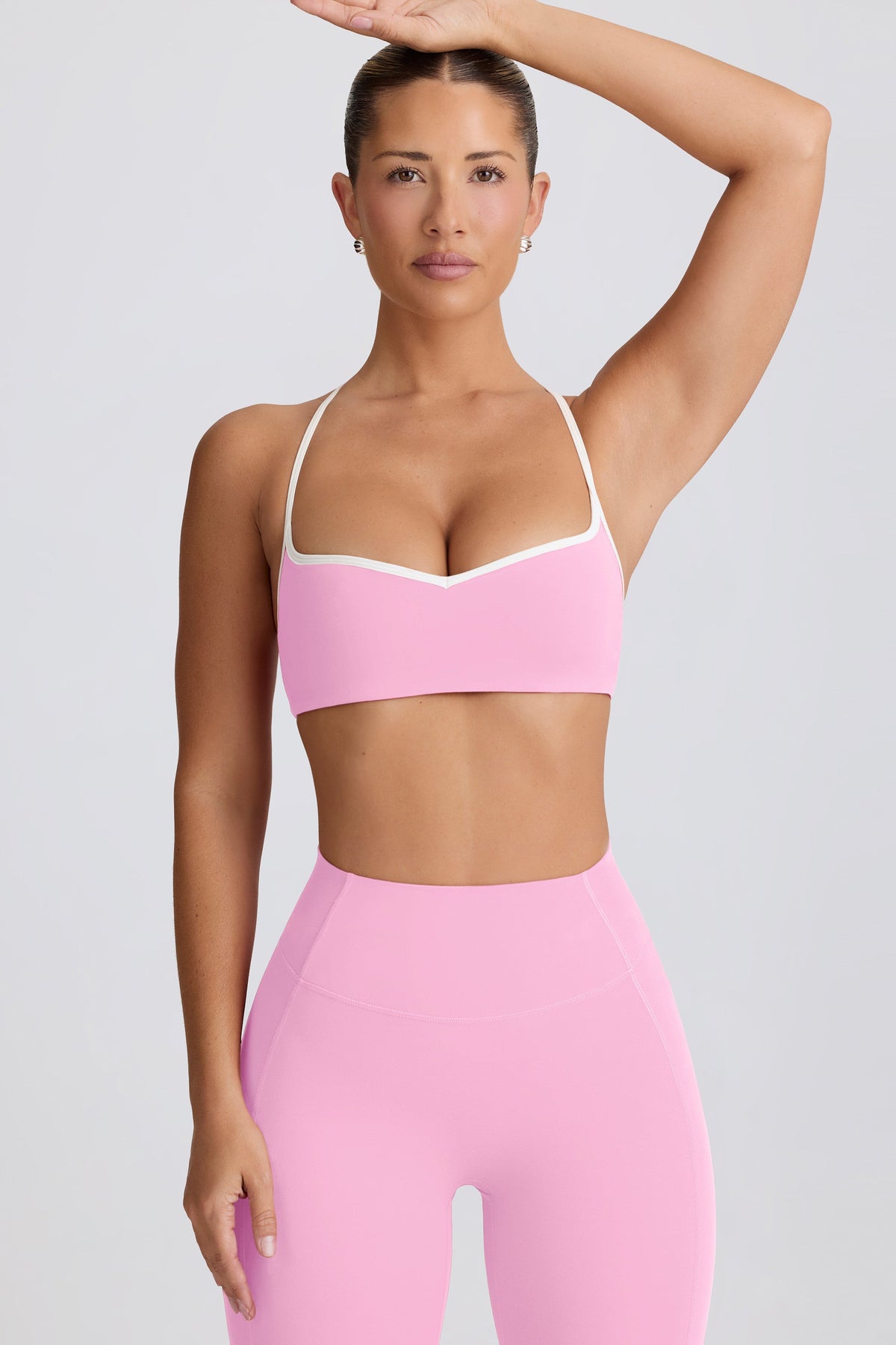 Soft Active Sweetheart-Neck Sports Bra in Baby Pink
