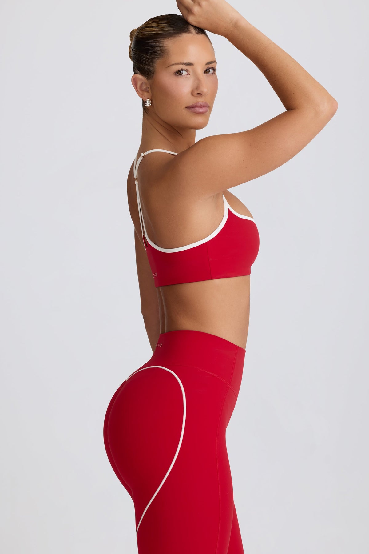 Soft Active Sweetheart-Neck Sports Bra in Hot Red