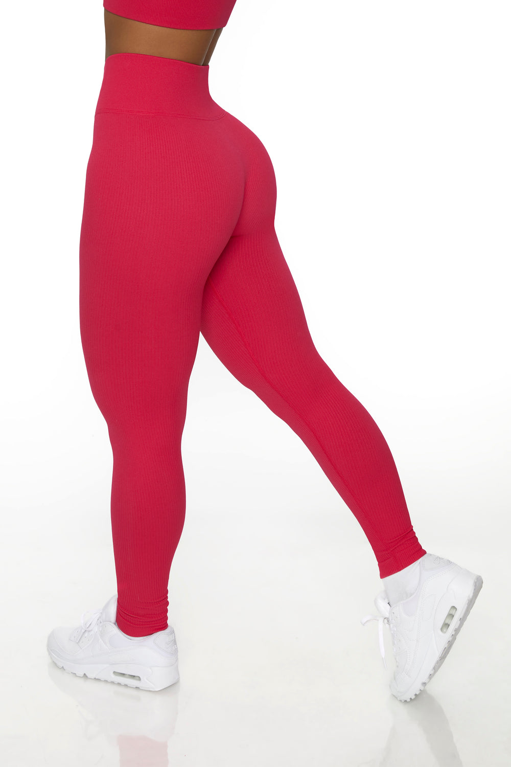 Back In Gear Ribbed High Waist Leggings in Hot Pink