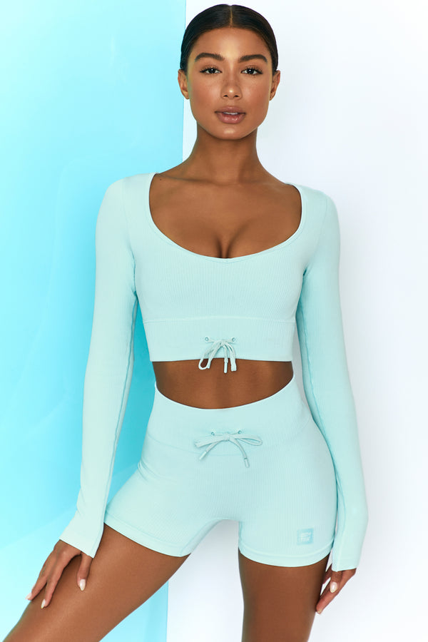 Time Check - Crop Top in Light Blue
