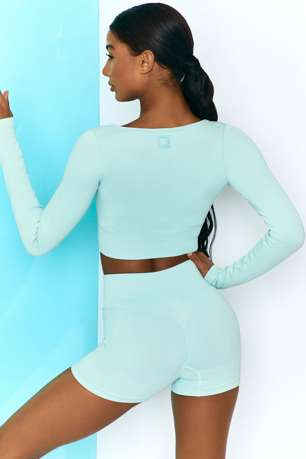 Time Check - Crop Top in Light Blue
