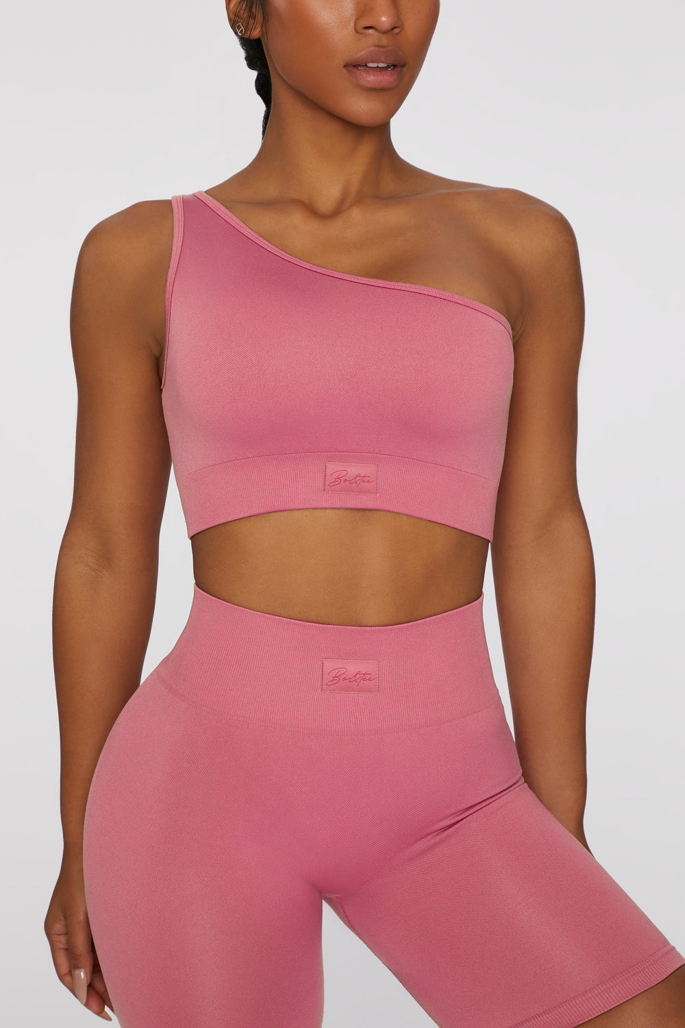 Empowered Seamless Asymmetric Crop Top in Pink
