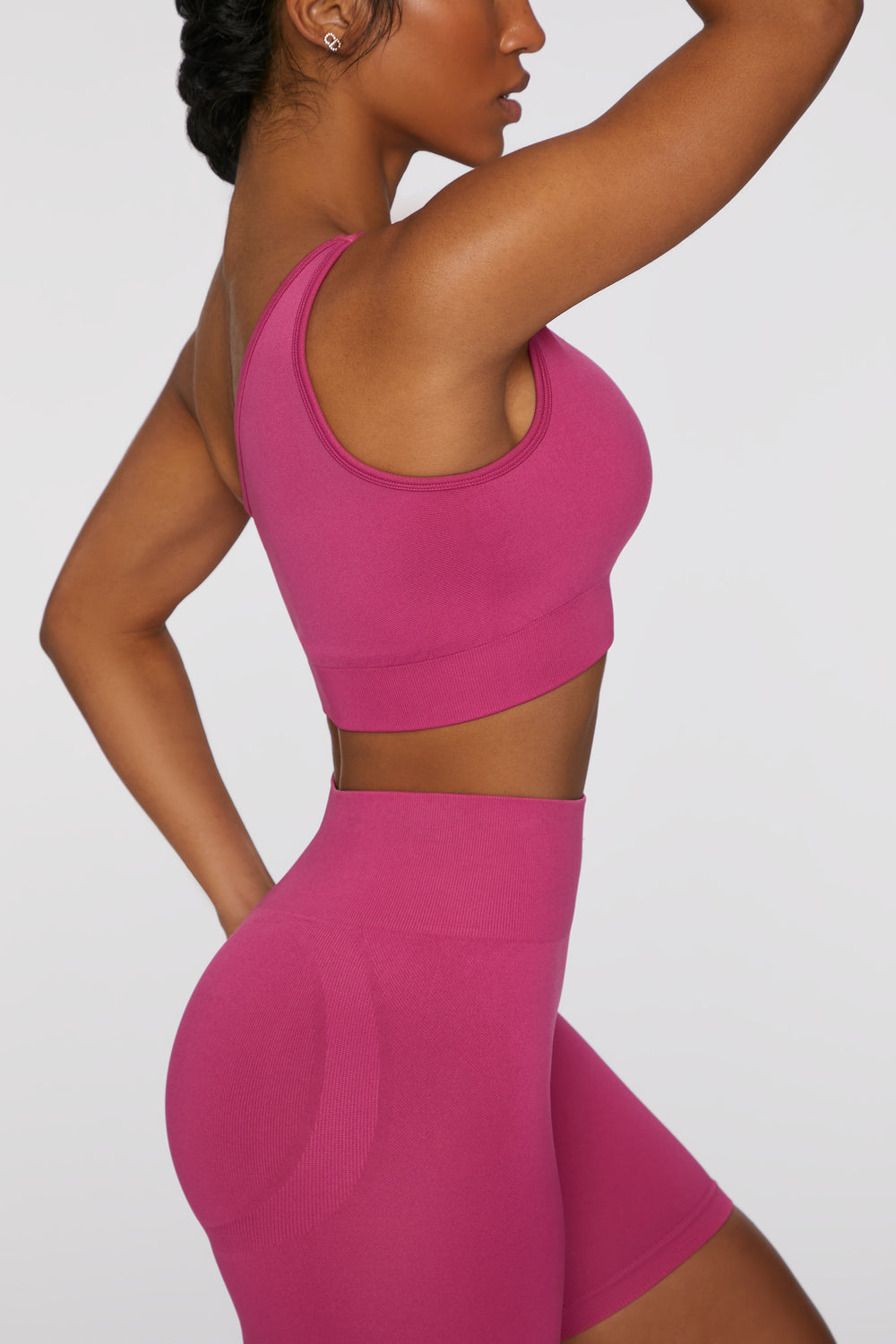 Bo+Tee Agile Long Sleeve High Neck Zip Crop Top Women Medium Dark Pink NWT