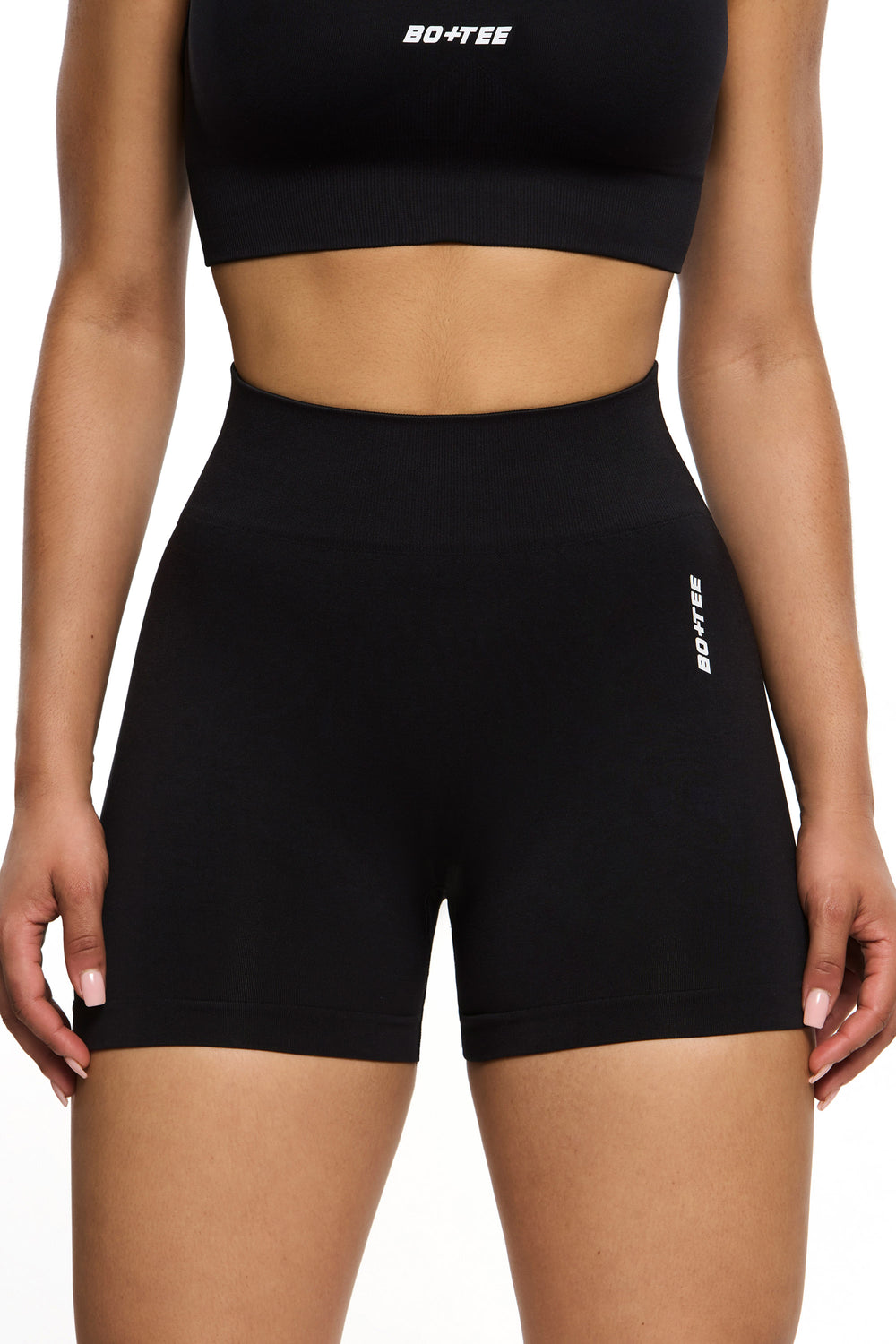 Invigorate - Seamless High Waist Mini Shorts in Black