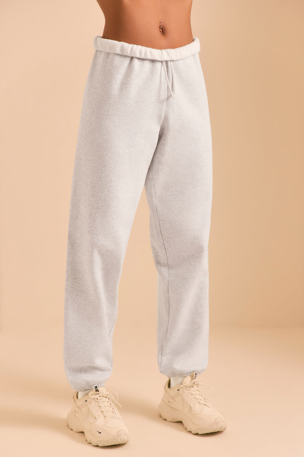 Women's Fleece Relax Fit Cropped Jogger Lounge Sweatpants Running Pants ( Fleece Heather Grey, Large) 