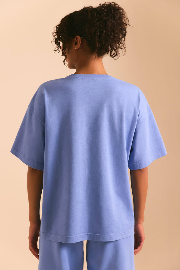 Ease - Oversized Short Sleeve T-Shirt in Cerulean Blue