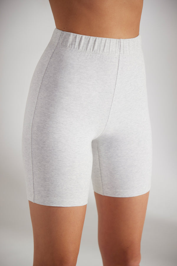Base - Soft Cotton Biker Shorts in Heather Grey
