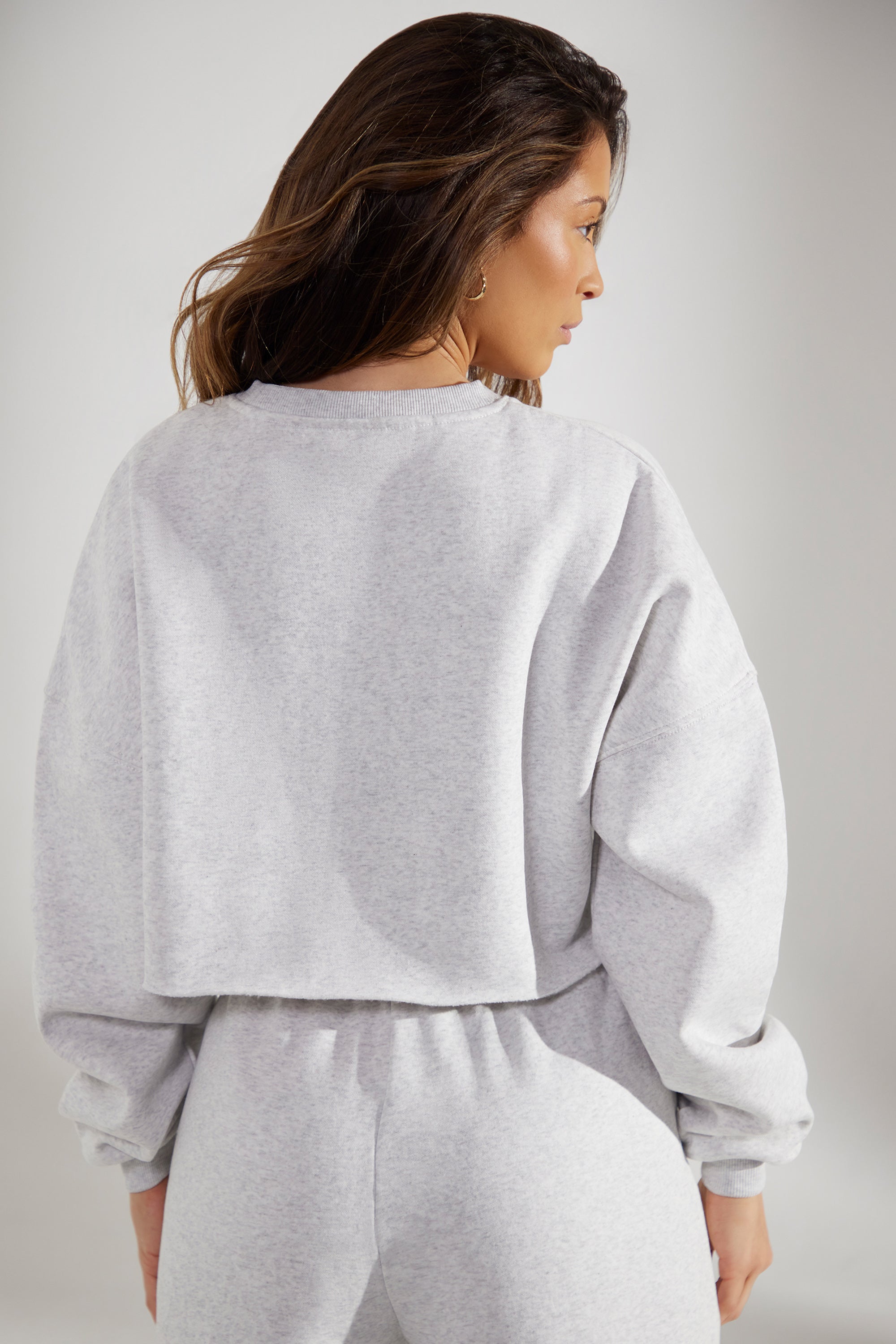 Fundamental - Cropped Oversized Sweatshirt in Heather Grey