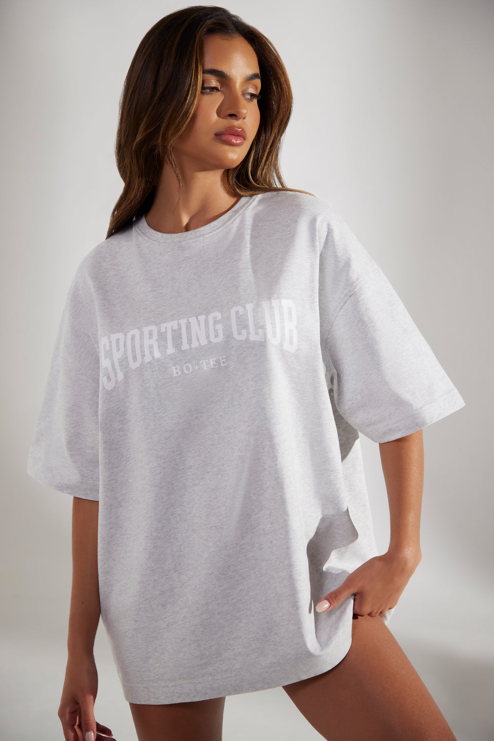 Society Oversized Short Sleeve T-Shirt in Heather Grey | Bo+Tee