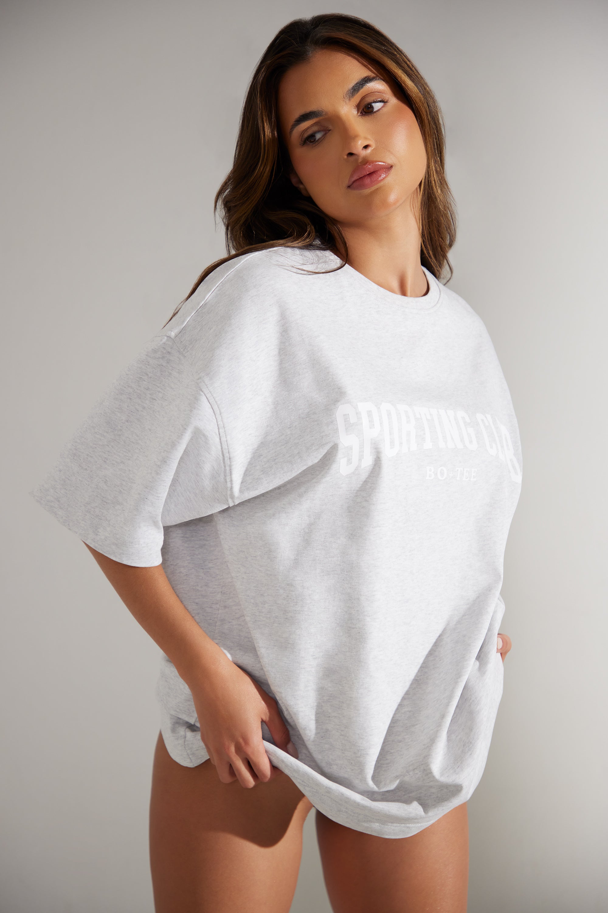 Society Oversized Short Sleeve T Shirt in Heather Grey Bo Tee Bo Tee