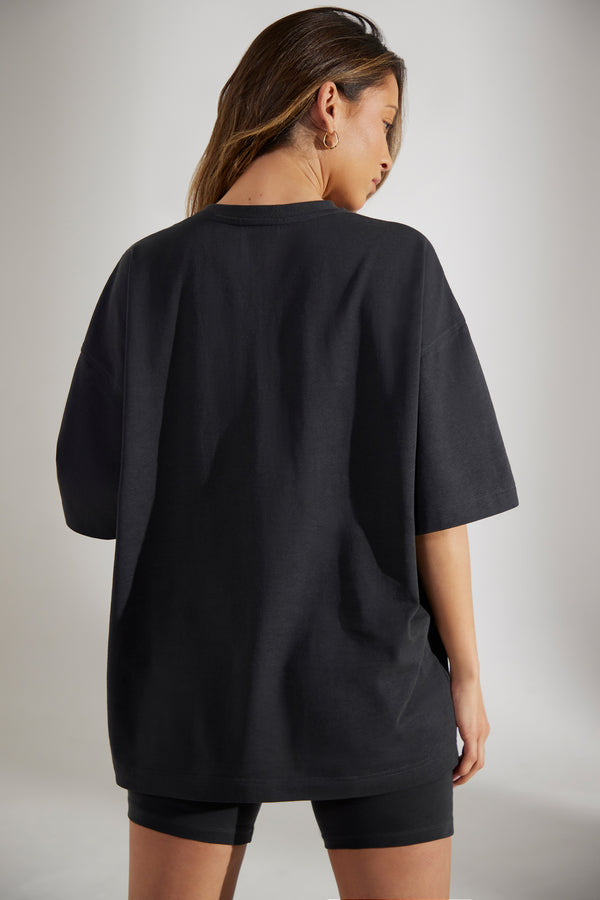 Society - Oversized Short Sleeve T-Shirt in Washed Black
