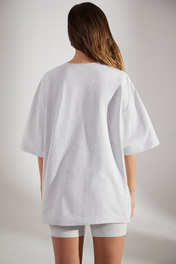 Society - Oversized Short Sleeve T-Shirt in Heather Grey