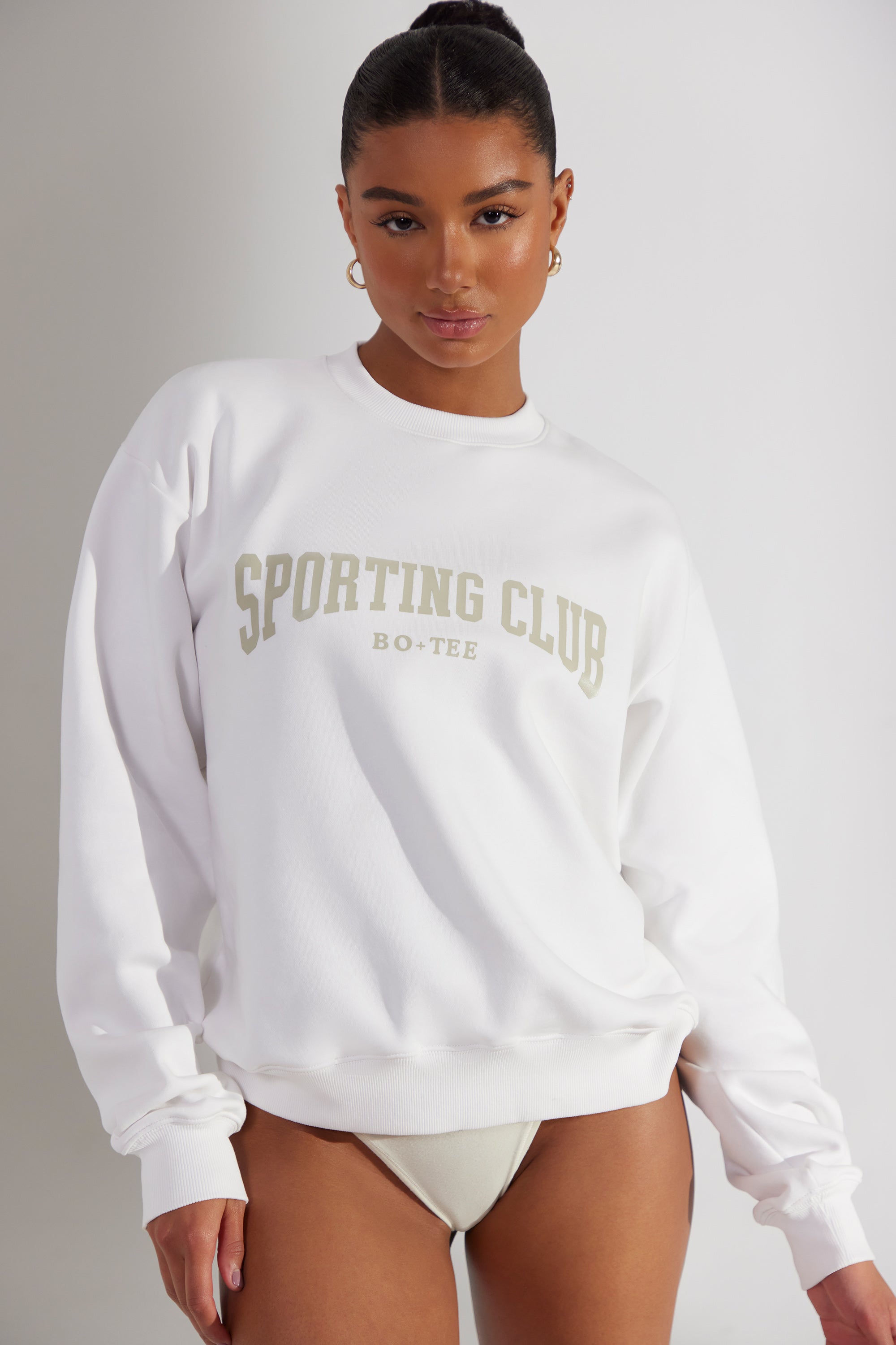 Womens oversized white sweatshirt hotsell