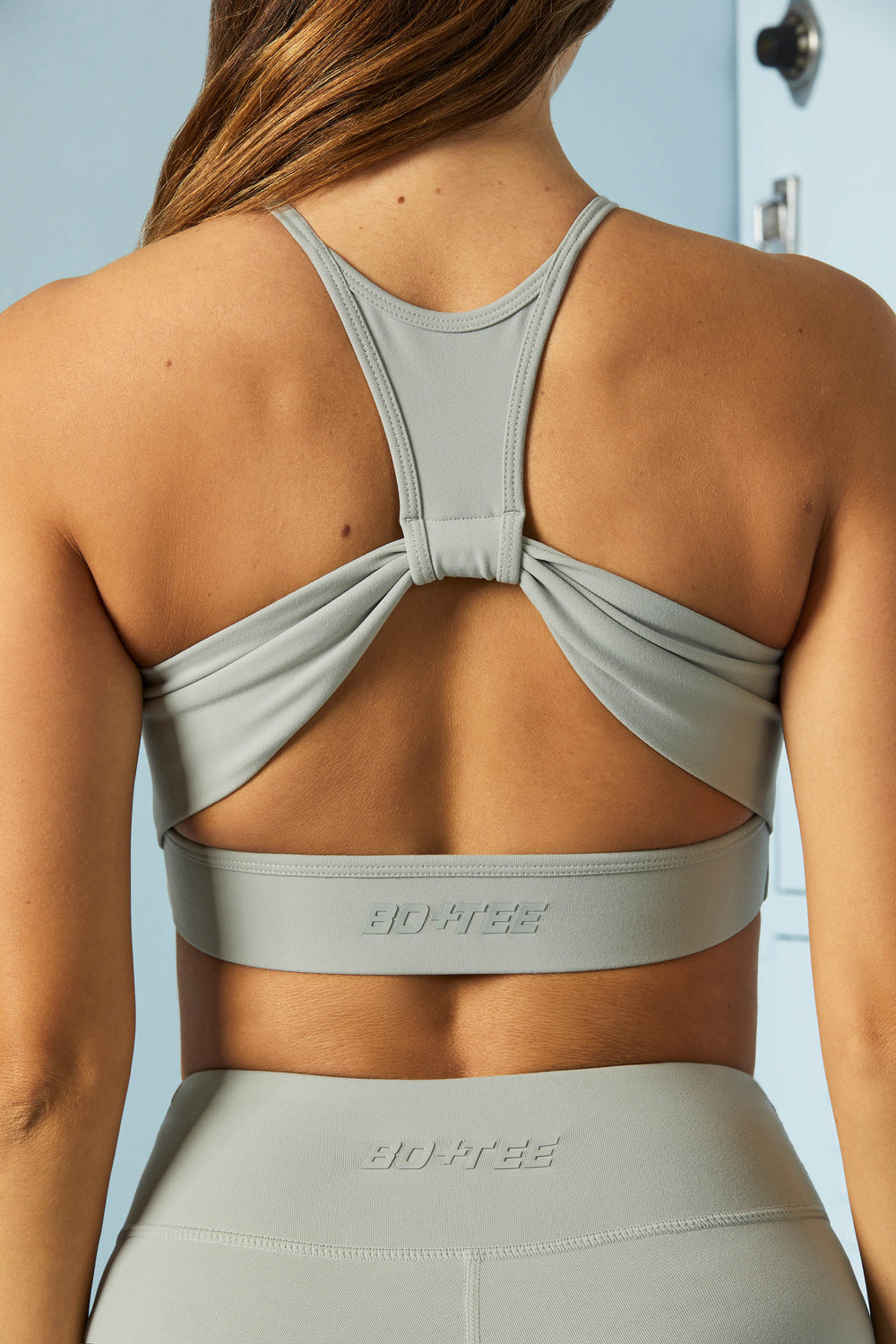 Competitive Racer Front Cut Out Back Crop Top in Grey
