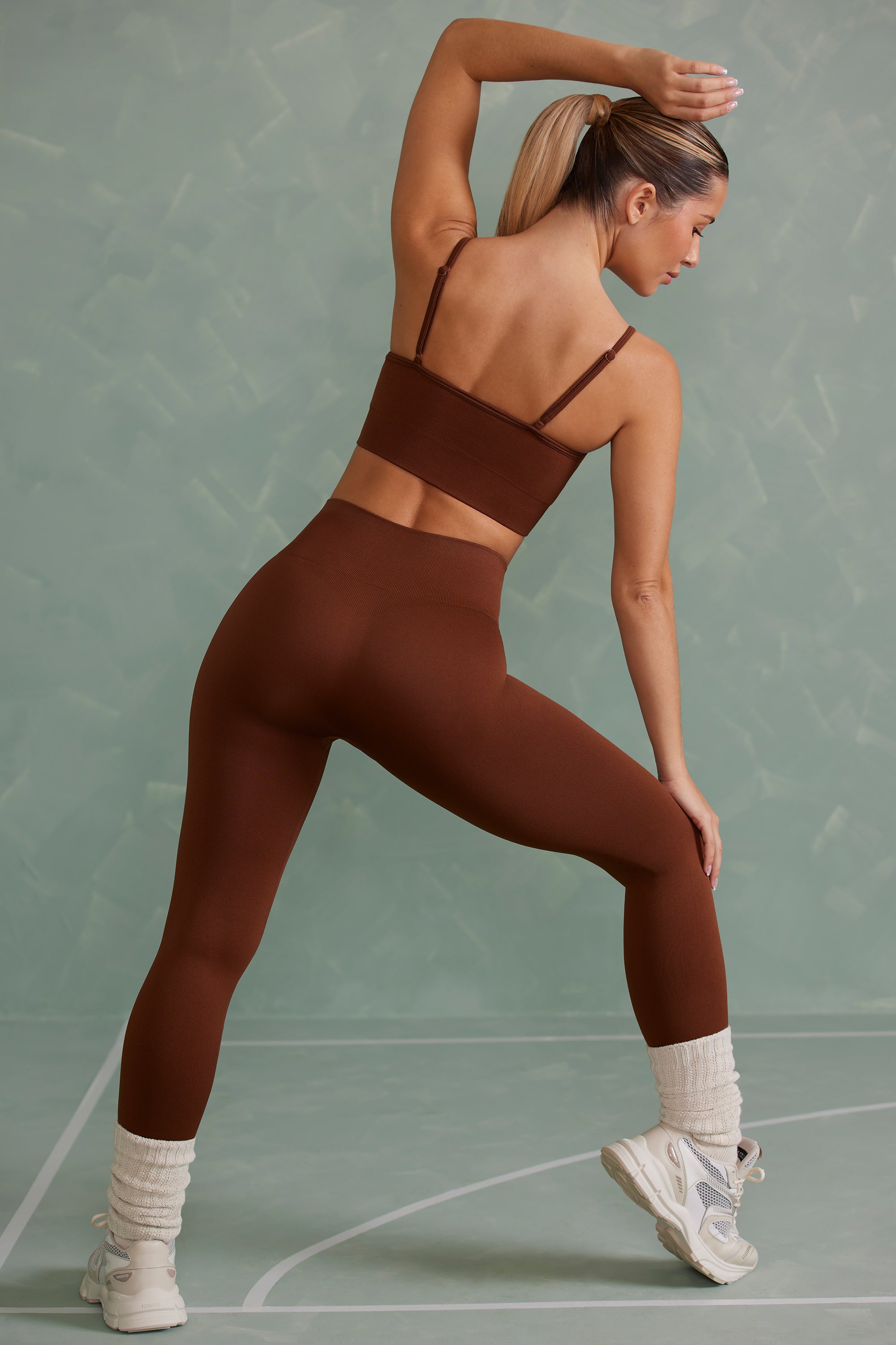 Brown workout leggings sales