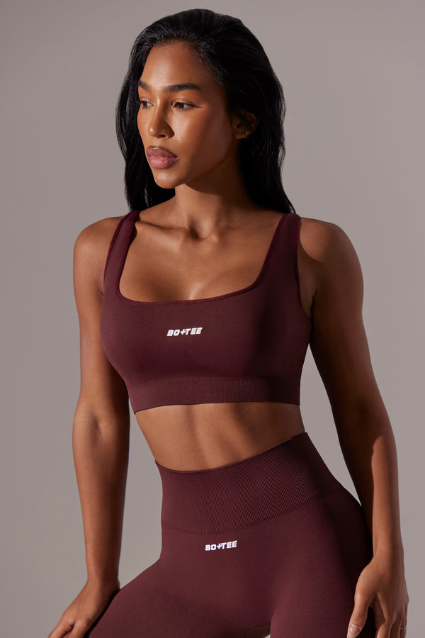 Timeless Square Neck Sports Bra | Cool Brown