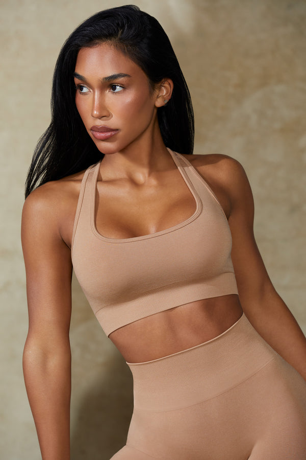 Mindset - Cut Out Define Luxe Sports Bra in Warm Taupe