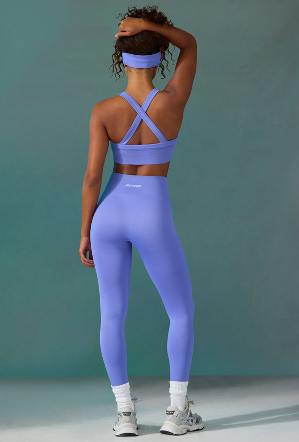 ‘Madison’ Blue Three Piece Cut Out Gym Top and Push Up Legging Set