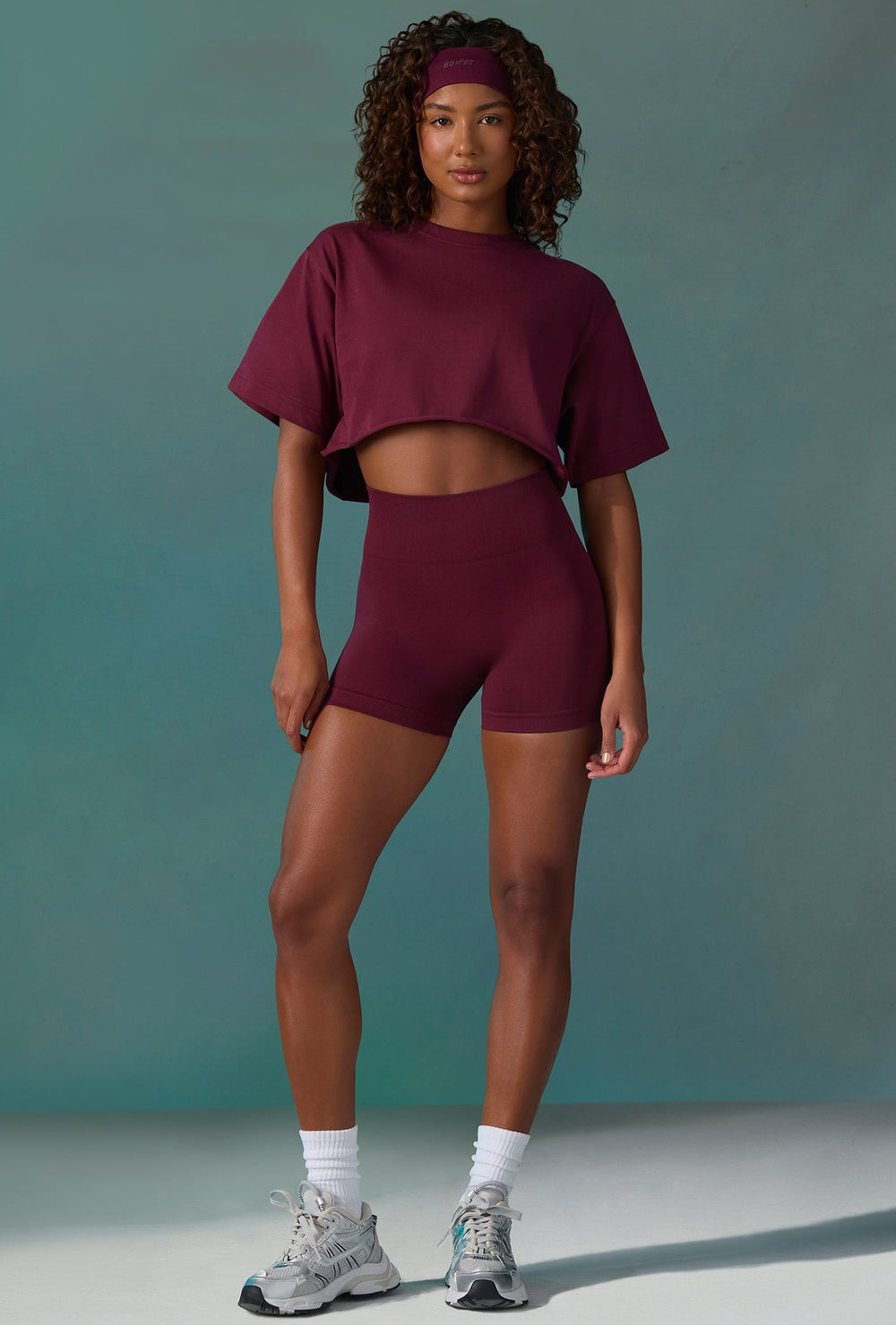 Level Up Cotton Cropped Oversized T-Shirt in Plum | Bo+Tee